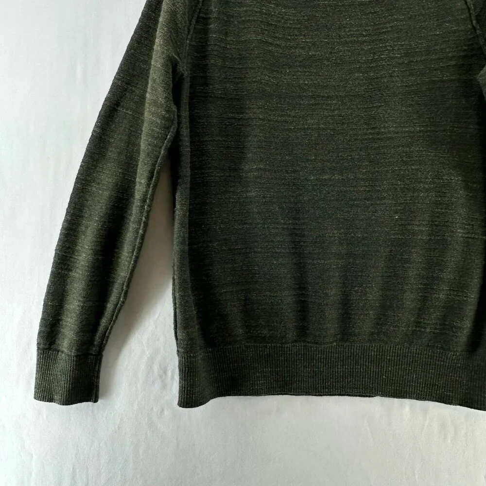 GAP Pullover Sweater Men M Crew Neck Cotton Knit Long Sleeve Heather Olive Green